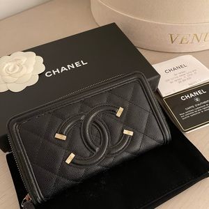 Chanel filigree long zipped wallet